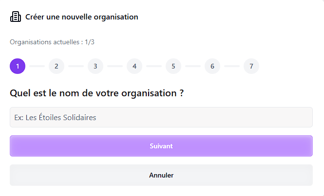 Créez votre organisation - Interface Teamify